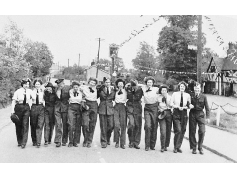 Norwegians and friends celebrate outside Kings Head in North Weald on VE Day