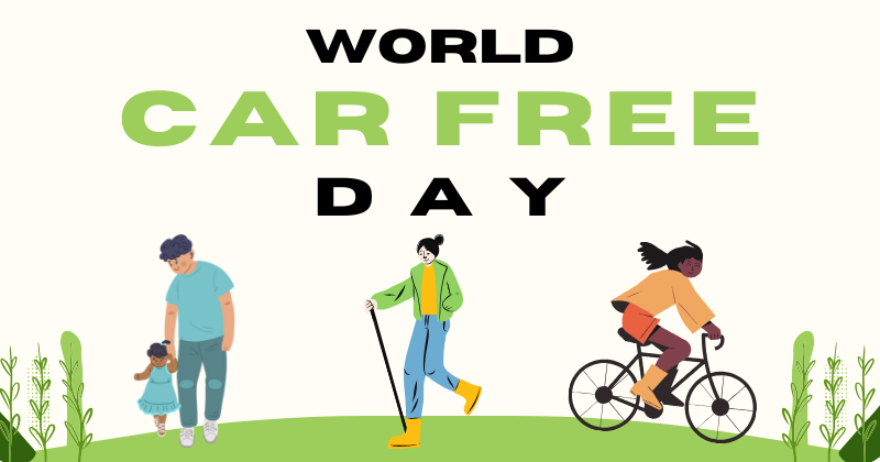 cartoon of people walking and cycling