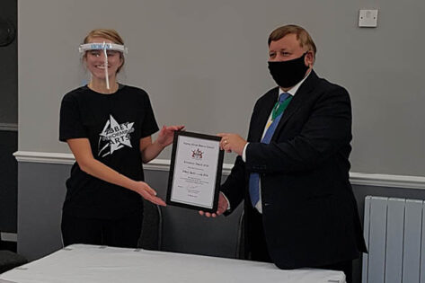 Abbey Performing Arts, winners of the creativity award, with Cllr Richard Bassett