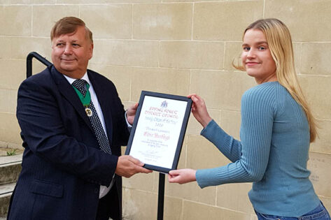 Eloise Hadleigh Young Citizen of the Year winner with Cllr Richard Bassett