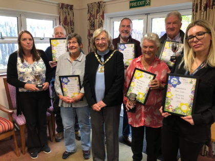 Chairman Cllr Mary Sartin and the first and second place winners