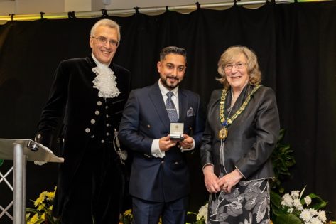 High Sheriff of Essex Mr Nick Alston DL, Cllr Kaz Rizvi and Chairman of the Council, Mary Sartin