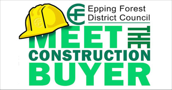 Meet the Construction buyer. Yellow hat sitting on the 'M' of the word meet with the EFDC logo above it.