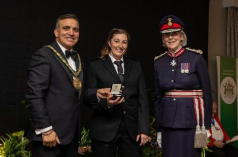 Chairman of the Council Cllr Darshan Sunger, Jennifer Adelle and The Lord Lieutenant of Essex, Jennifer Tolhurst