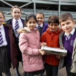 Children from Epping Primary School ready to bury the time capsule